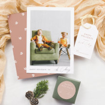 Minimalist Christmas   Simple Script Photo Holiday