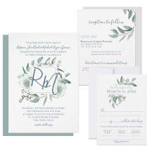 Botanical Blue and Sage Floral Watercolor