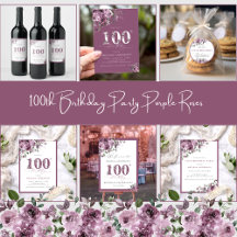 100th Birthday Purple Rose Floral Collection