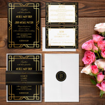 Art Deco Gold Black Elegant Classic Wedding