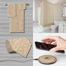 Vintage Beige Abstract Floral Design