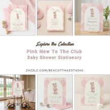 New To The Club Golfing Bear  Pink Baby Shower 