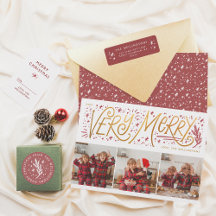 Very Merry   Gold Hand Lettering 3 Photo Christmas