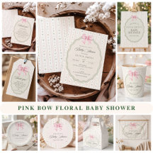 Pink Bow Floral Baby Shower