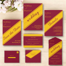 Modern Burgundy And Gold Fancy Wedding Collection
