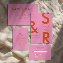 Modern Minimalist Pink Orange Wedding