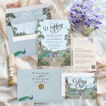 Elegant Dusty Blue Vintage Garden Greenery Wedding