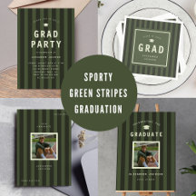 Green Sporty Stripes Modern Graduation