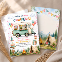 Happy Campers Second Birthday Invitation