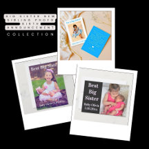 Big Sister New Sibling Photo Birth Announcement