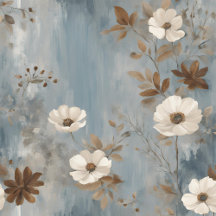 Blue and Brown Floral Home Decor Accents