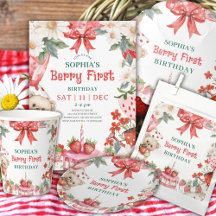 Vintage Strawberry Berry First Birthday