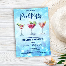 Pool Party Martini Cocktail Summer Fun