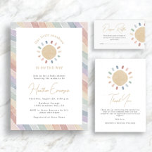 Cute Boho Sunshine Rainbow Border Baby Shower