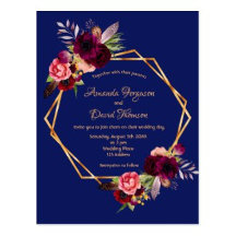 Burgundy florals gold geometric blue