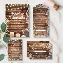 Rustic Wood String Lights Baby's Breath & Lace