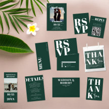 Bold Emerald Green Modern Minimalist Wedding