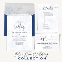 Blue Floral Wedding Stationery Suite