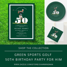 Green Sports Golf 50th Birthday Party for Him