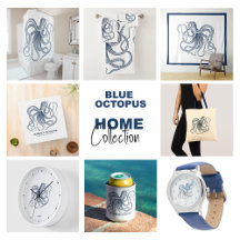 Blue Octopus nautical illustration