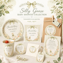 Silly Goose Green Gingham Baby Shower