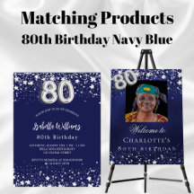 80th birthday party navy blue stars