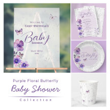 Purple Floral Butterfly Baby Shower 