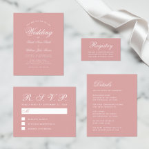 Dusty Rose White Calligraphy Wedding Suite