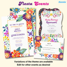 Girls Fiesta Quinceara Invitations and Partyware