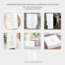 Black & White Handwriting Script Leaves Wedding