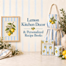 Lemon Kitchen Decor & Personalized Recipe Books