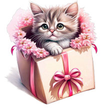 Adorable Kitten in a Box Birthday Gift Collection