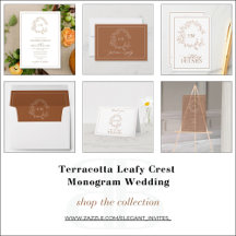 Terracotta Leafy Crest Monogram Wedding