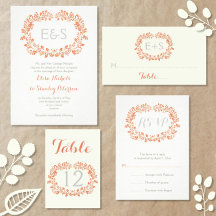 Coral foliage wreath frame wedding collection