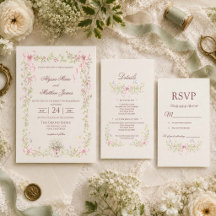 Vintage Garden Bow Invitation Suite