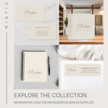 Monogram Logo Modern Cream Business Supplies