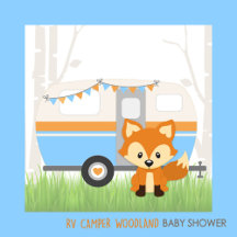 Blue RV Camper Woodland Baby Shower