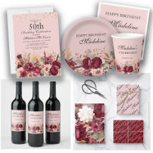 PINK AND BURGUNDY FLORAL BIRTHDAY