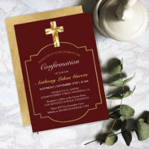 ELEGANT BURGUNDY & GOLD CROSS CONFIRMATION