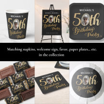 50th Faux Foil Black and Gold Birthday Party Theme