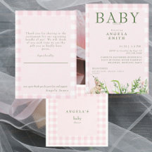 Pink Gingham Rabbit Baby Shower Collection