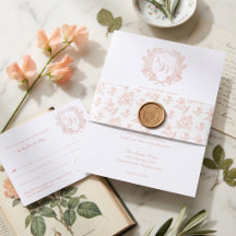 Elegant Chic Floral Crest Monogram Wedding