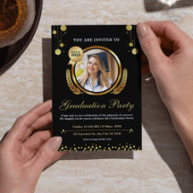 Elegant Black & Gold 2025 Graduation Invitation 