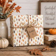AUTUMN LEAVES, SUNFLOWERS & FLORAL PLAID GIFT WRAP
