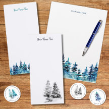 Winter Watercolor Pine Trees For Nature Lovers