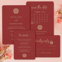 Simple Minimalist Modern Chinese Red Wedding 