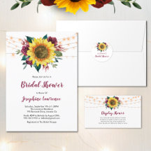 Sunflower Burgundy Rose Lights Bridal Shower