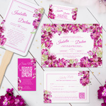 Hoary stock dark pink floral watercolor wedding
