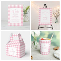 Oh Baby Pink Gingham Girl Baby Shower