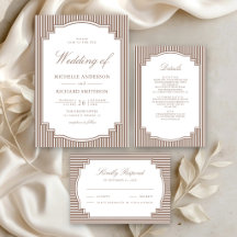 Classic Mocha Brown Striped Wedding Suite